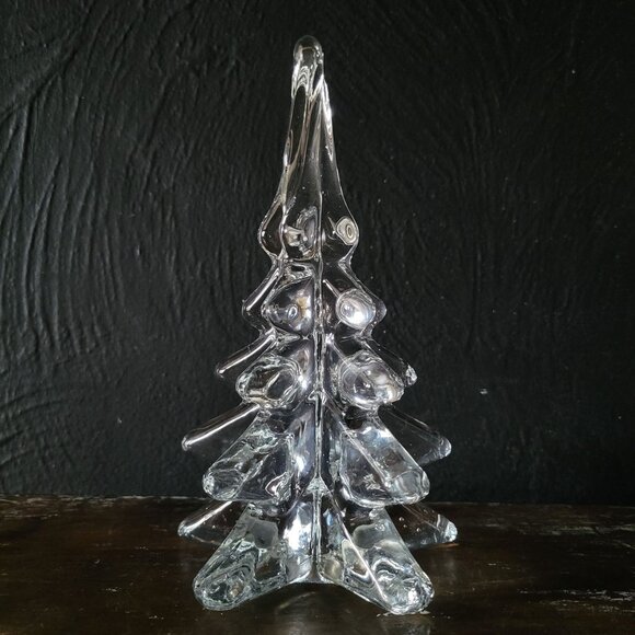Vintage Glass Christmas Tree Clear Glass Christmas Tree, 8.125 Inches - Picture 4 of 6
